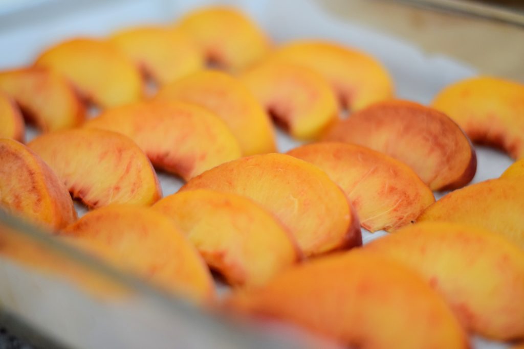 freezing fresh peaches from the peach truck at Spirit's Freedom Farm