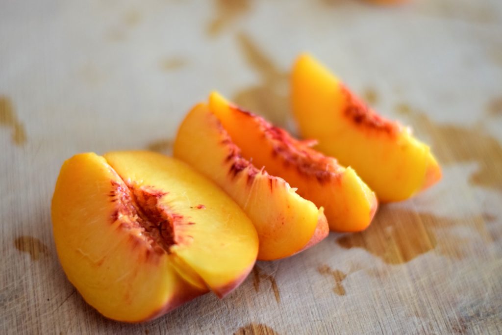 fresh peaches from the peach truck for freezing at Spirit's Freedom Farm